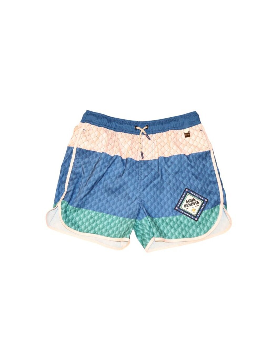 Agua Bendita Boys Swim Trunks Colorblock Design Blue Green, Size 14 NWT